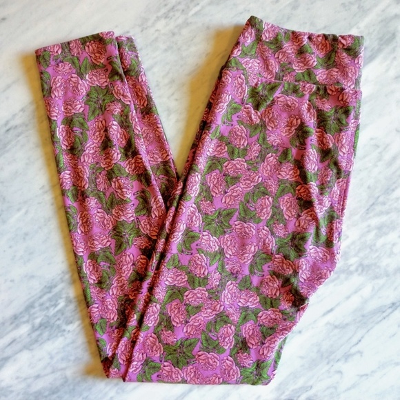 Purple Geometric Print Black Overlay LuLaRoe OS One Size Leggings Blue Pink